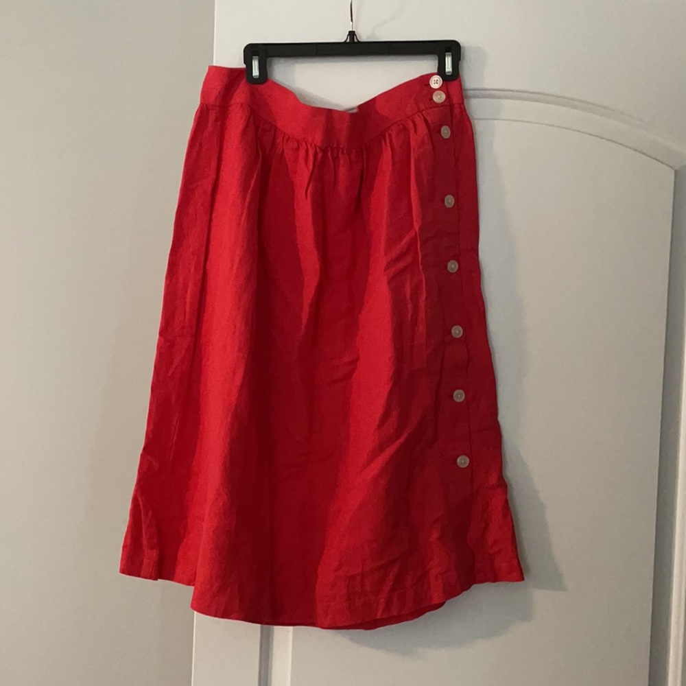 Orange/Peach Midi Length Linen Skirt with Tags